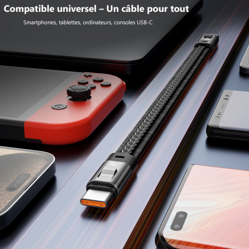 Câble USB-C 150W Porte-Clés – Ultra Court 20cm, Charge Rapide, PD 3.1 – Image 6