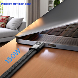 Câble USB-C 150W Porte-Clés – Ultra Court 20cm, Charge Rapide, PD 3.1