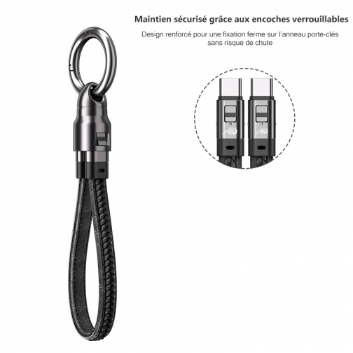 Câble USB-C 150W Porte-Clés – Ultra Court 20cm, Charge Rapide, PD 3.1 – Image 7